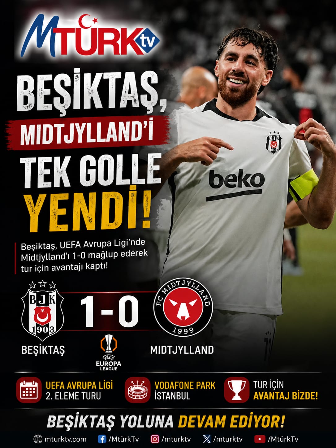 Kartal’dan Avrupa’da Kritik Galibiyet: Midtjylland 1-0 Mağlup